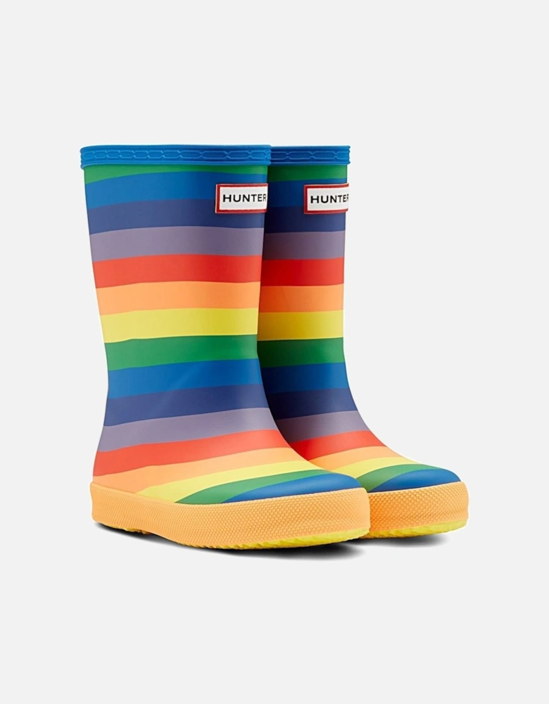 First Rainbow Print Rubber Multicoloured Wellington Boots