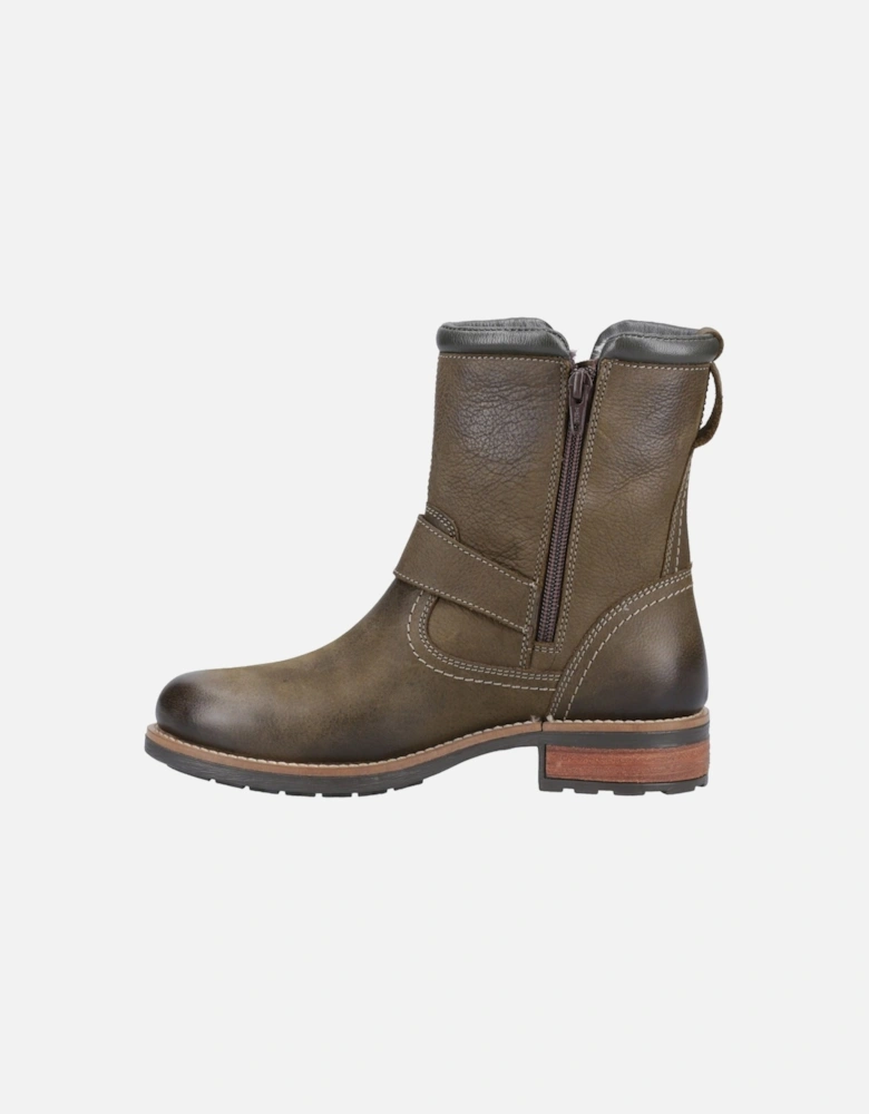 Kinsham Leather Women's Khaki Winter Mid Calf Boots
