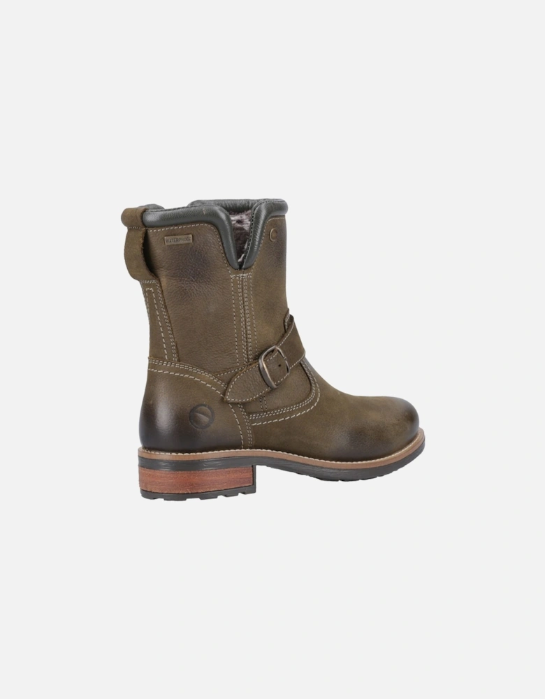 Kinsham Leather Women's Khaki Winter Mid Calf Boots