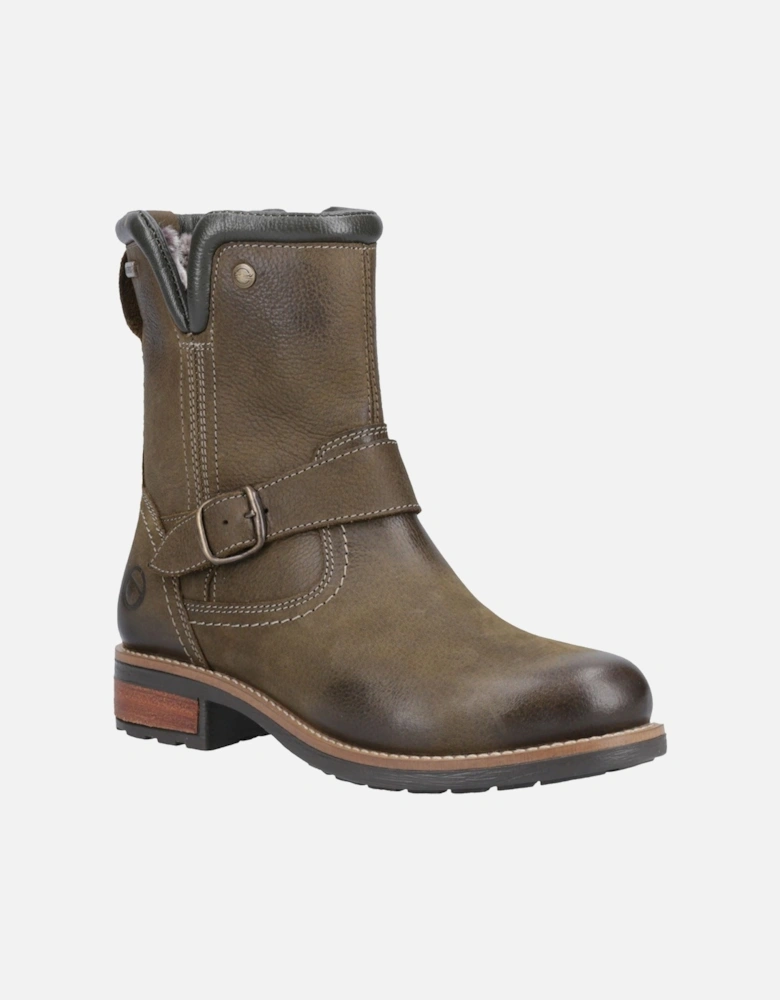 Kinsham Leather Women's Khaki Winter Mid Calf Boots