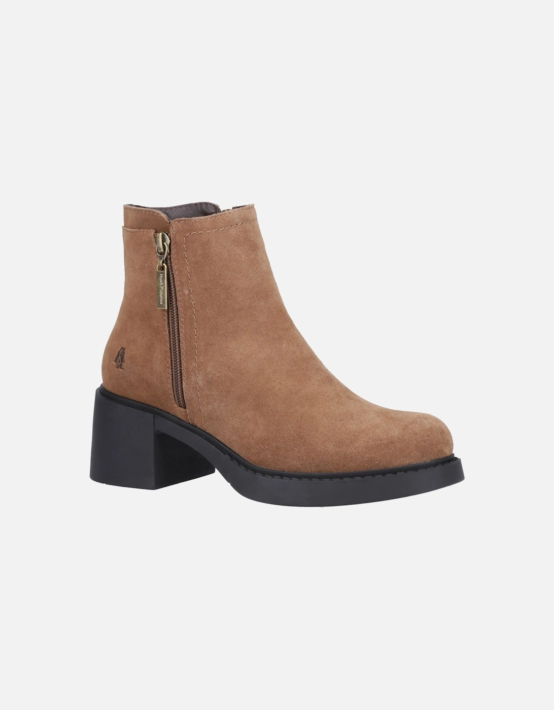 Adele Suede Women's Tan Heeled Ankle Boots, 6 of 5