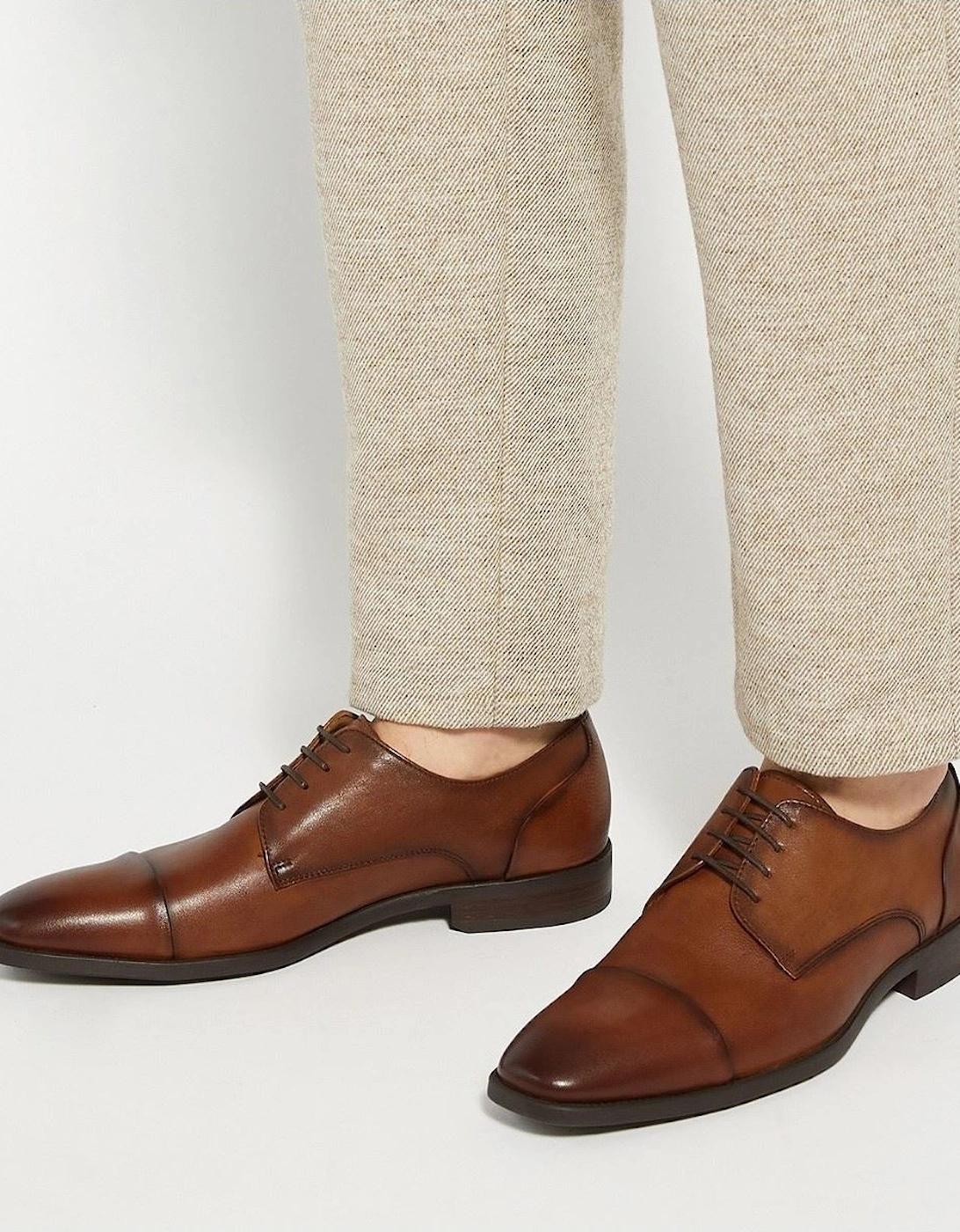Dune Suffix Leather Men's Dark Tan Lace-Up Shoes