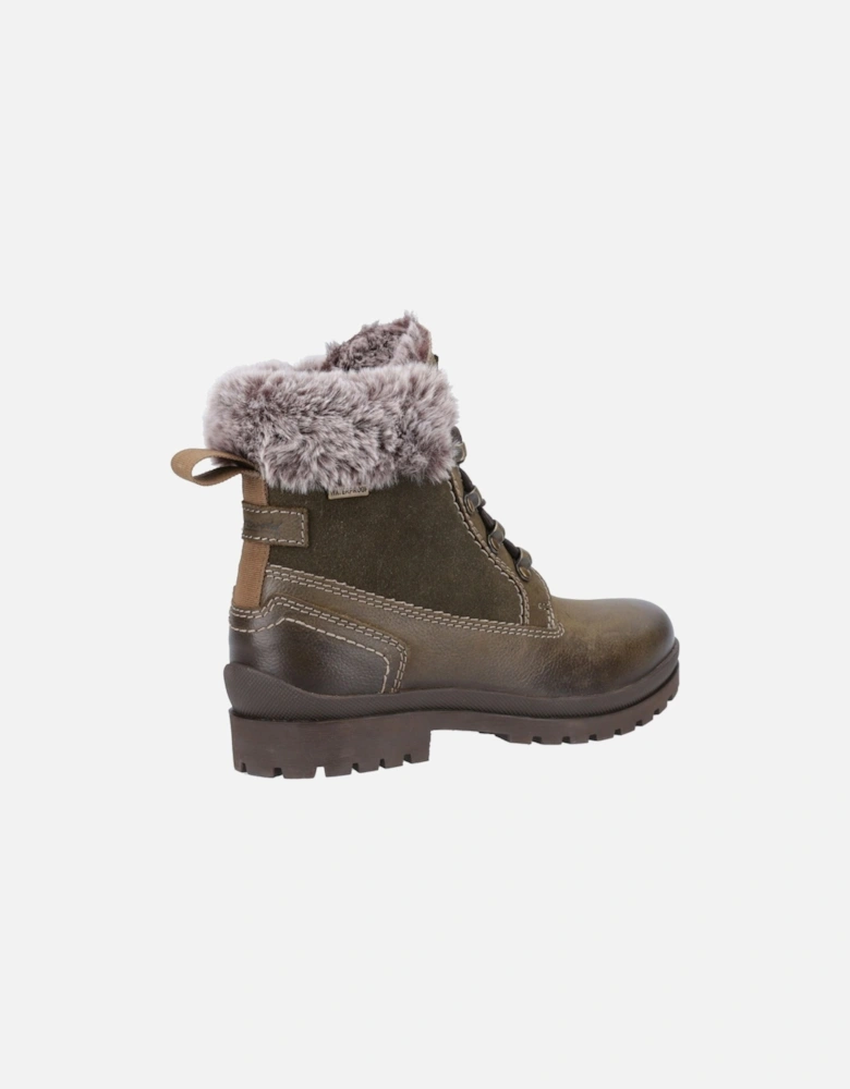 Evenlode Leather Women's Khaki Winter Ankle Boots
