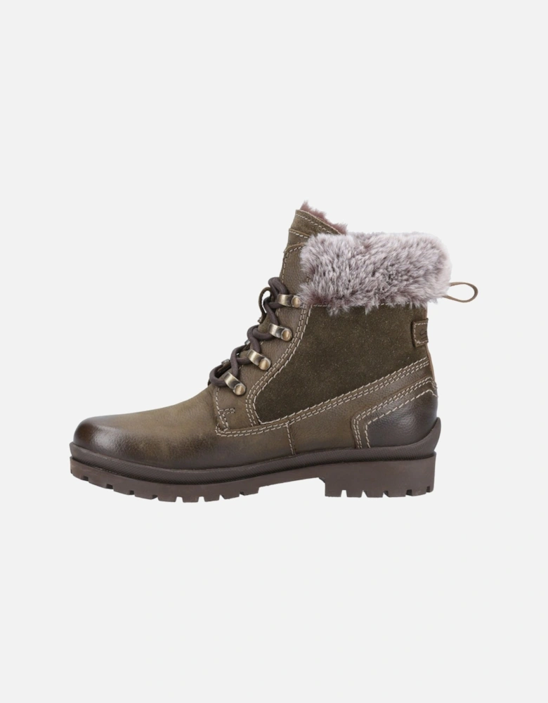 Evenlode Leather Women's Khaki Winter Ankle Boots