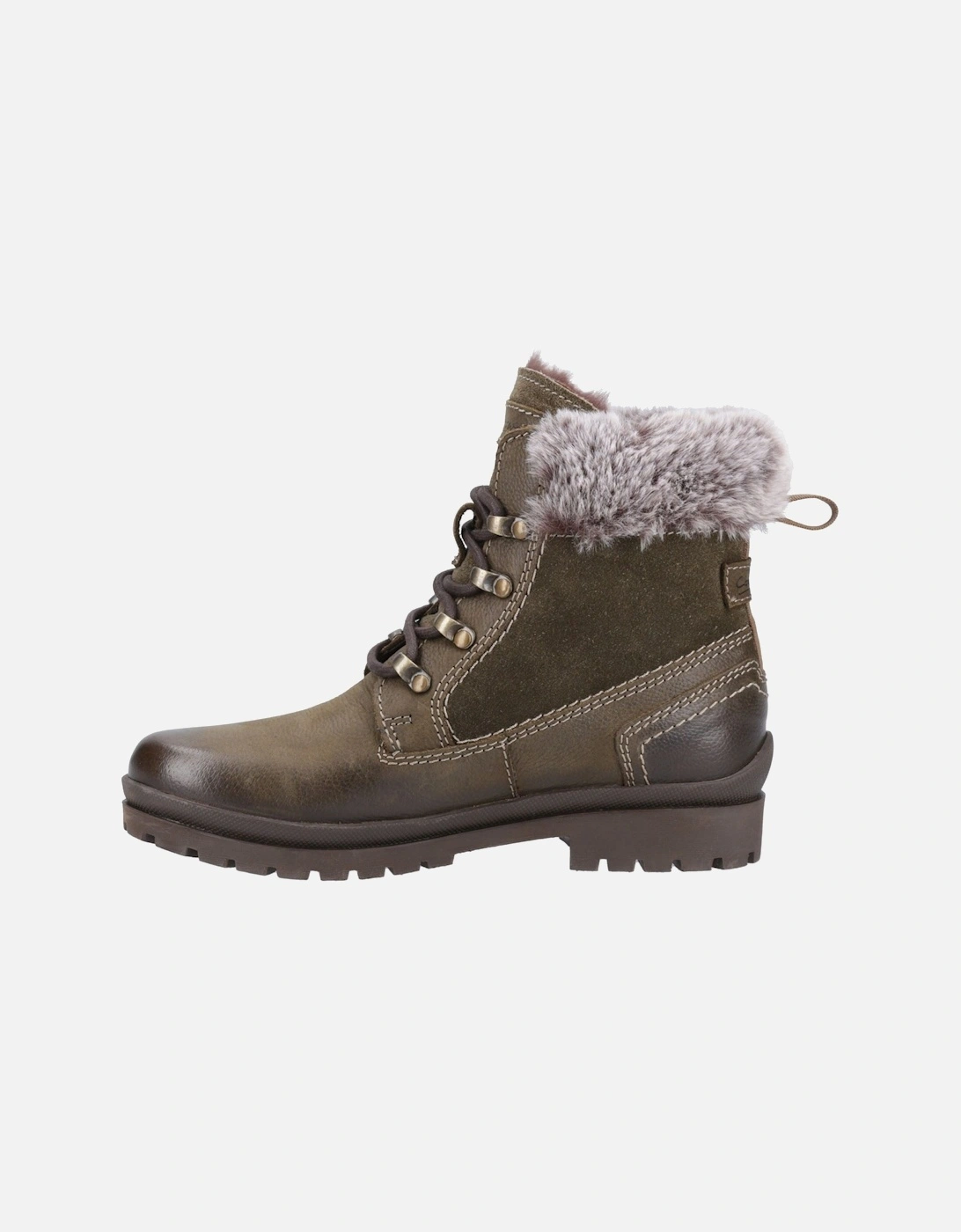 Evenlode Leather Women's Khaki Winter Ankle Boots