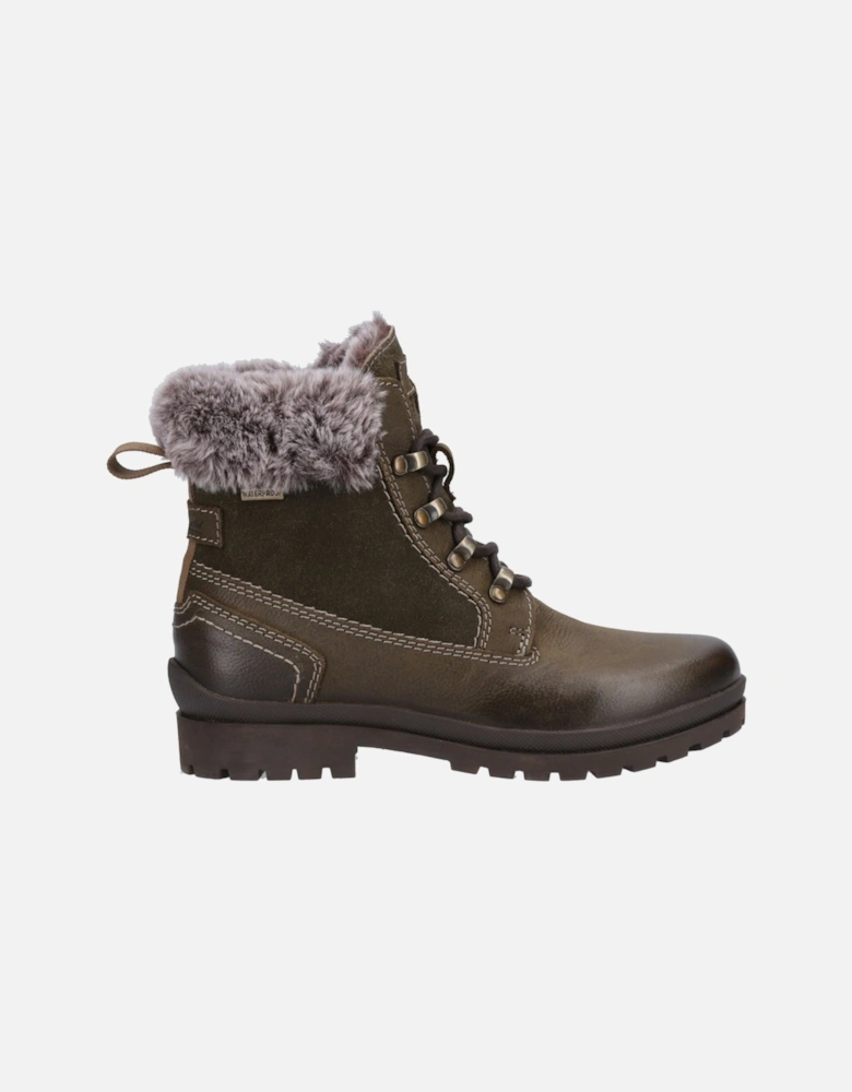 Evenlode Leather Women's Khaki Winter Ankle Boots