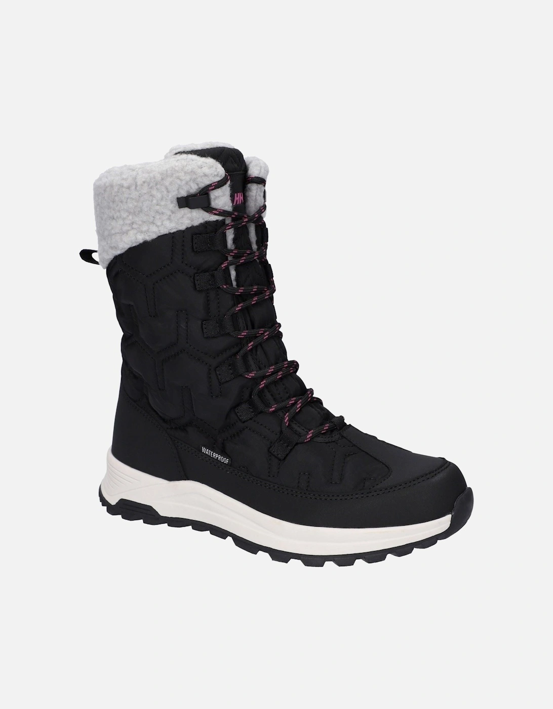 Sophia Nylon Women's Jet Black/Festival Fuchsia Winter Ankle Boots, 10 of 9