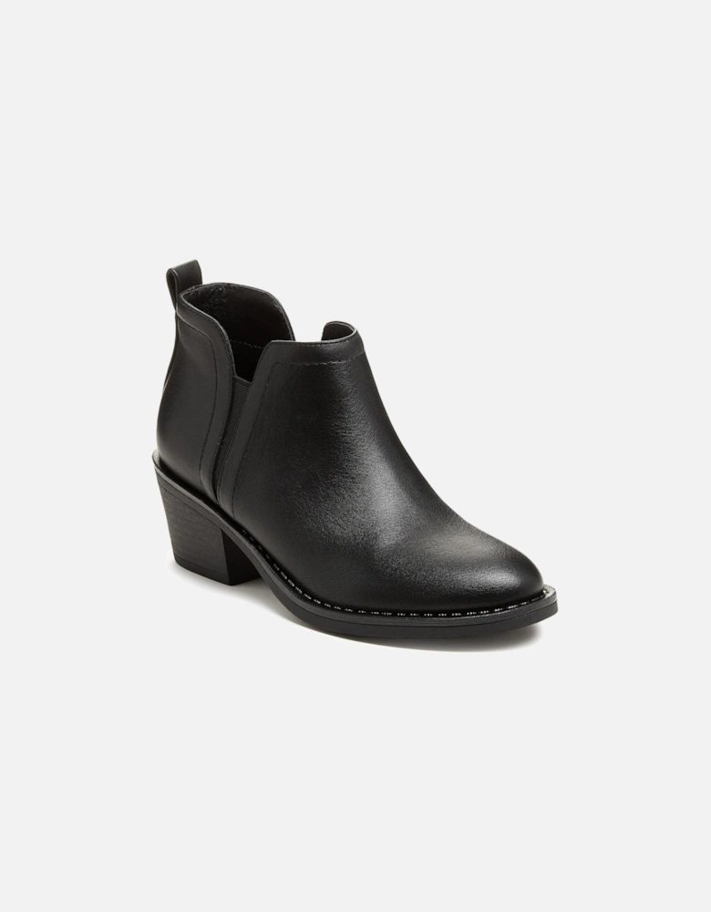 York Polyurethane Women's Black Heeled Ankle Boots