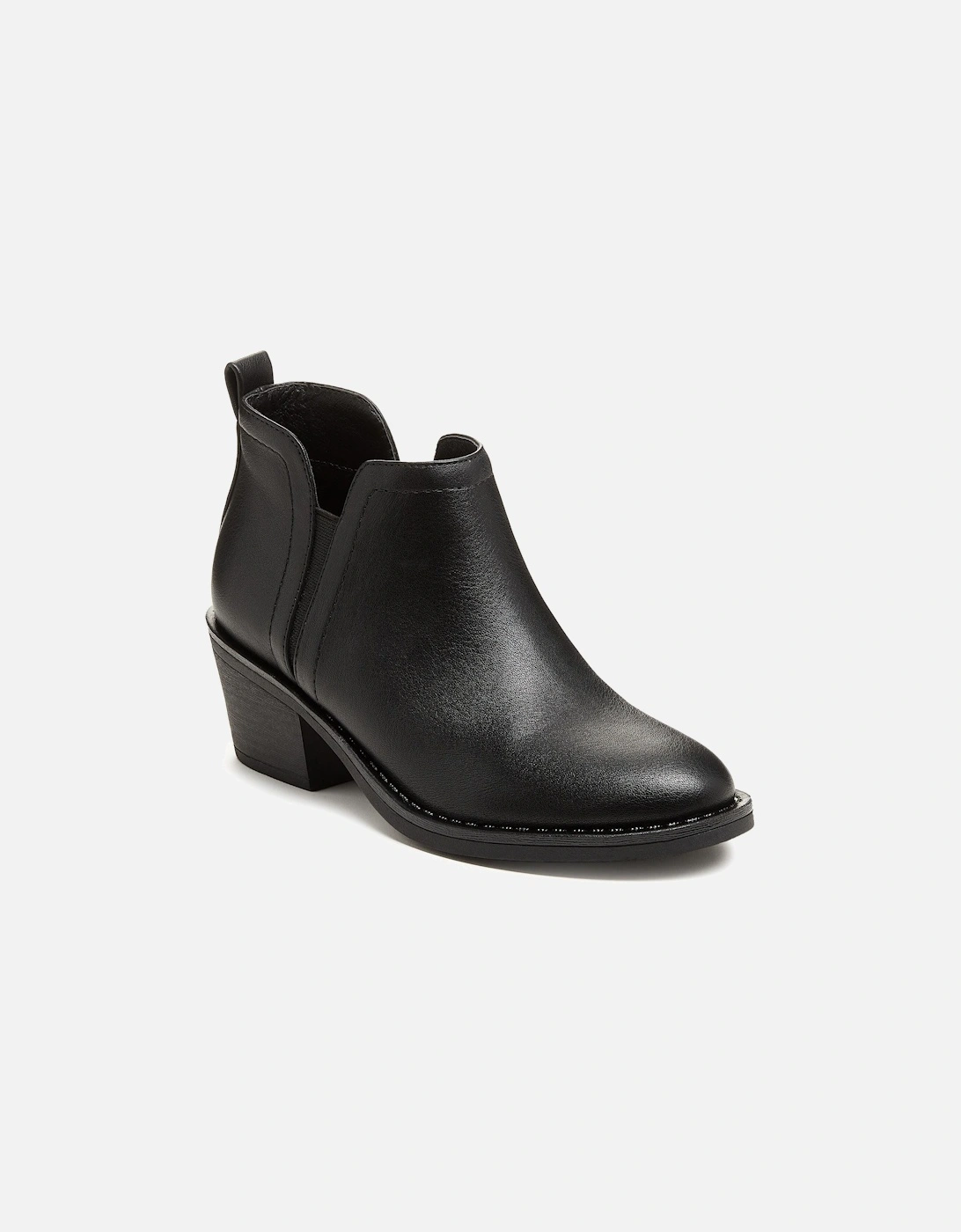York Polyurethane Women's Black Heeled Ankle Boots, 7 of 6