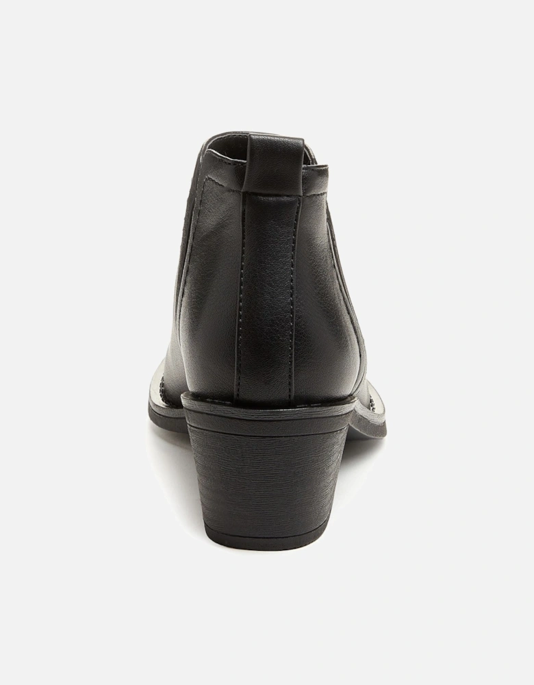York Polyurethane Women's Black Heeled Ankle Boots
