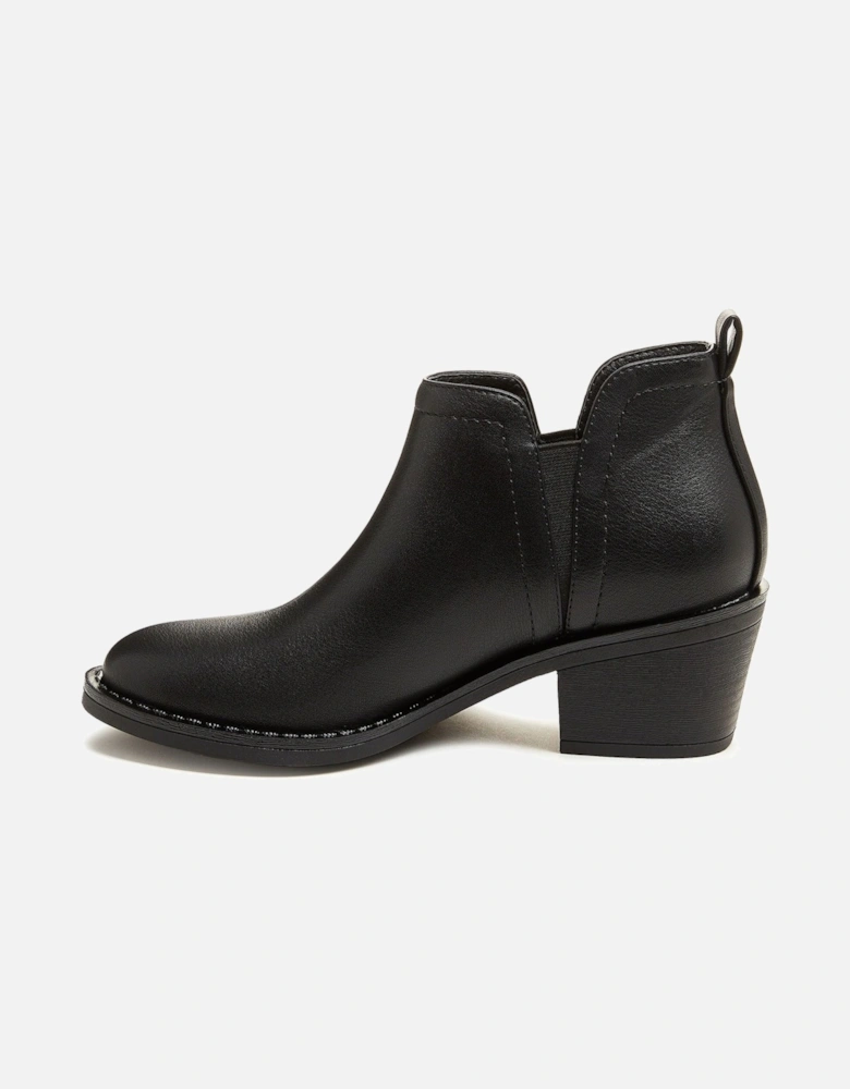 York Polyurethane Women's Black Heeled Ankle Boots