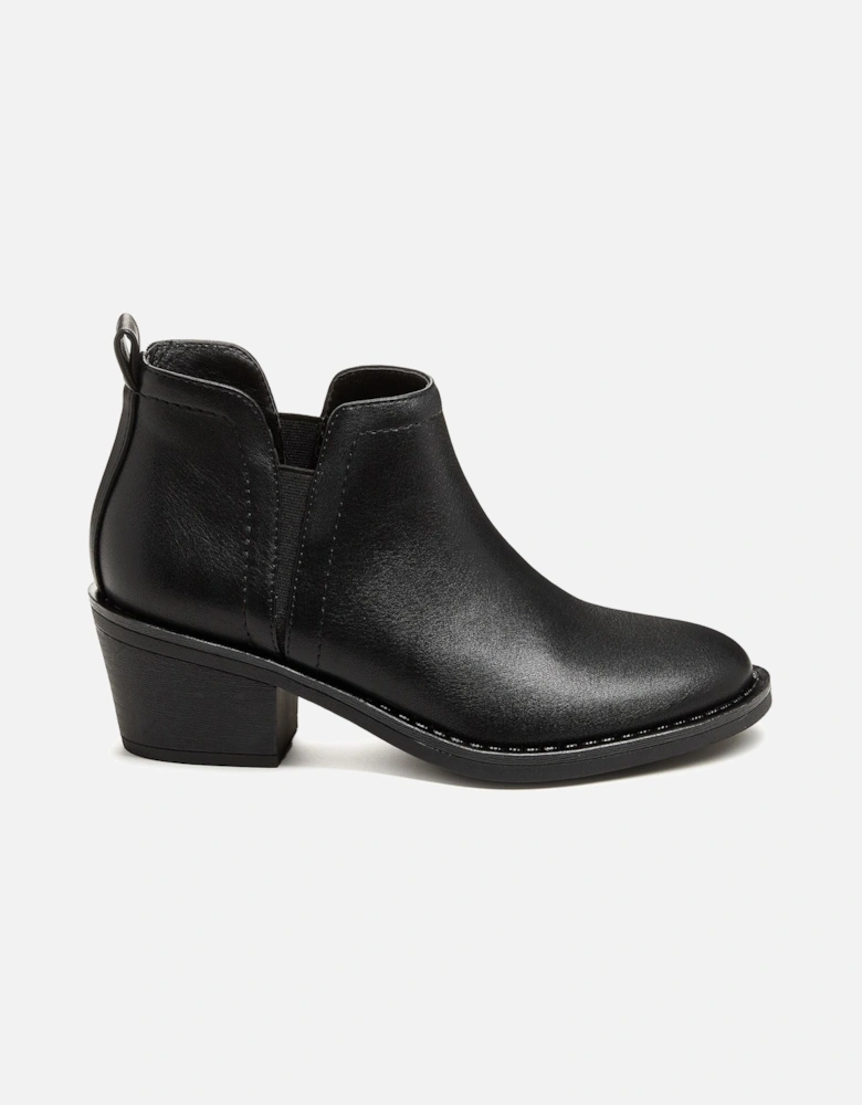 York Polyurethane Women's Black Heeled Ankle Boots