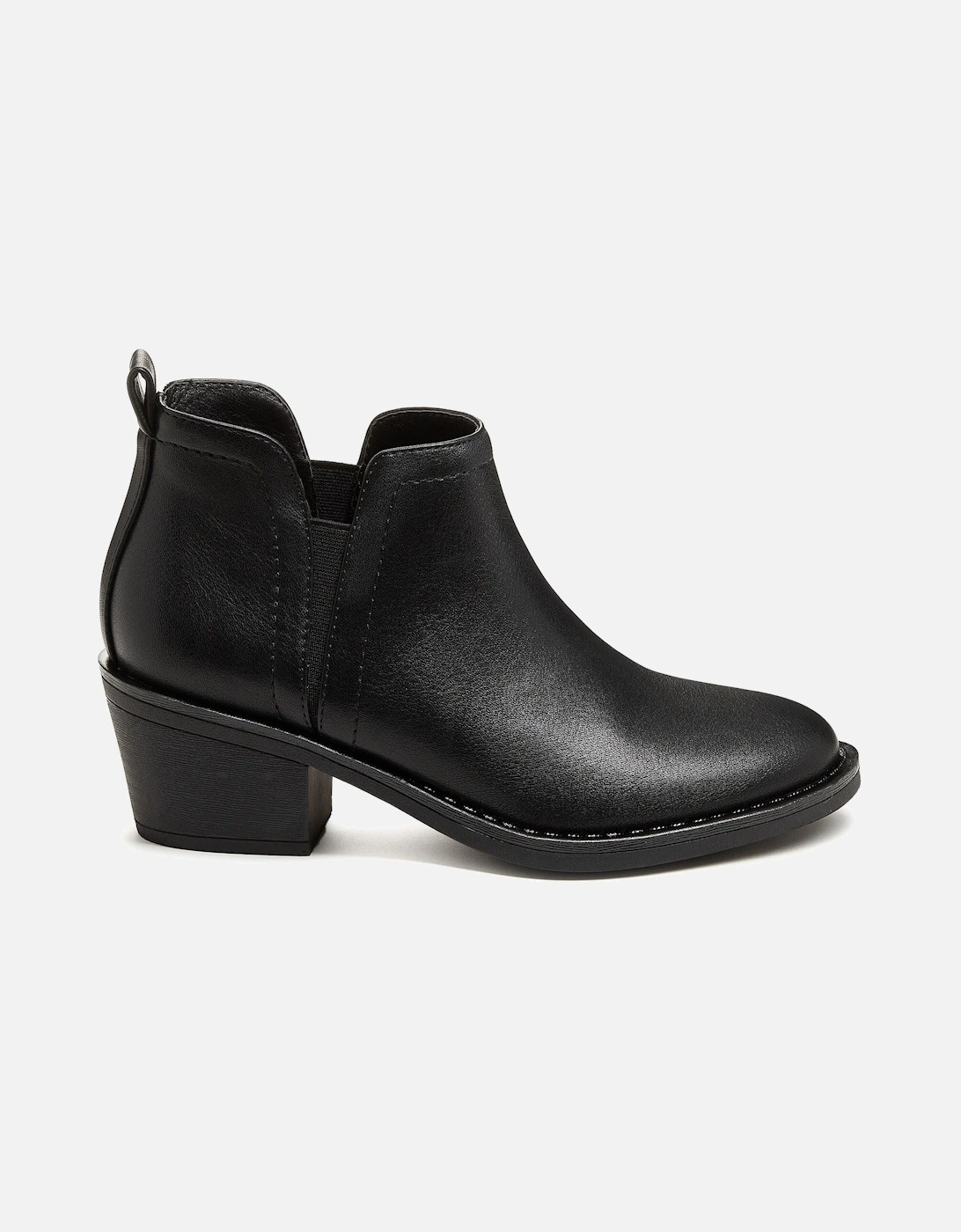 York Polyurethane Women's Black Heeled Ankle Boots