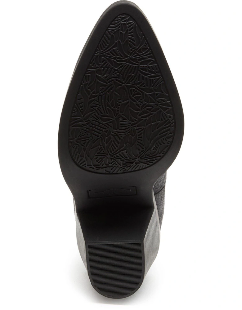 Feather Polyurethane Women's Black Heeled Ankle Boots