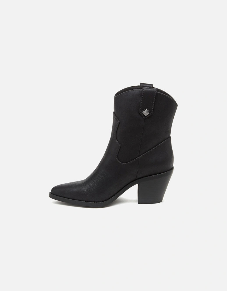 Feather Polyurethane Women's Black Heeled Ankle Boots
