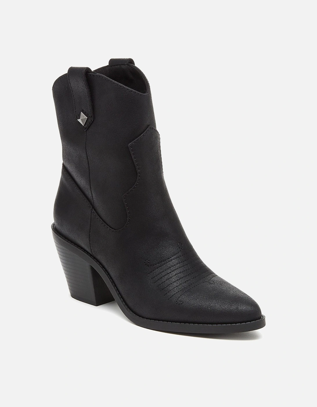 Feather Polyurethane Women's Black Heeled Ankle Boots, 8 of 7