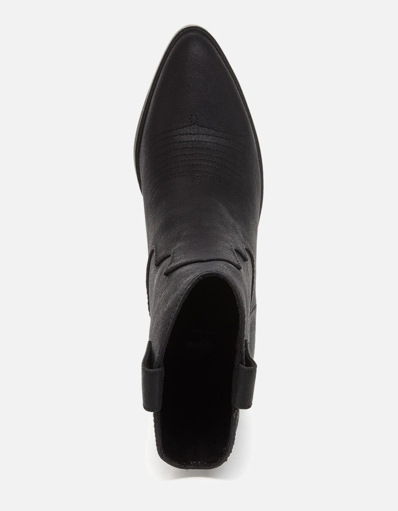 Feather Polyurethane Women's Black Heeled Ankle Boots
