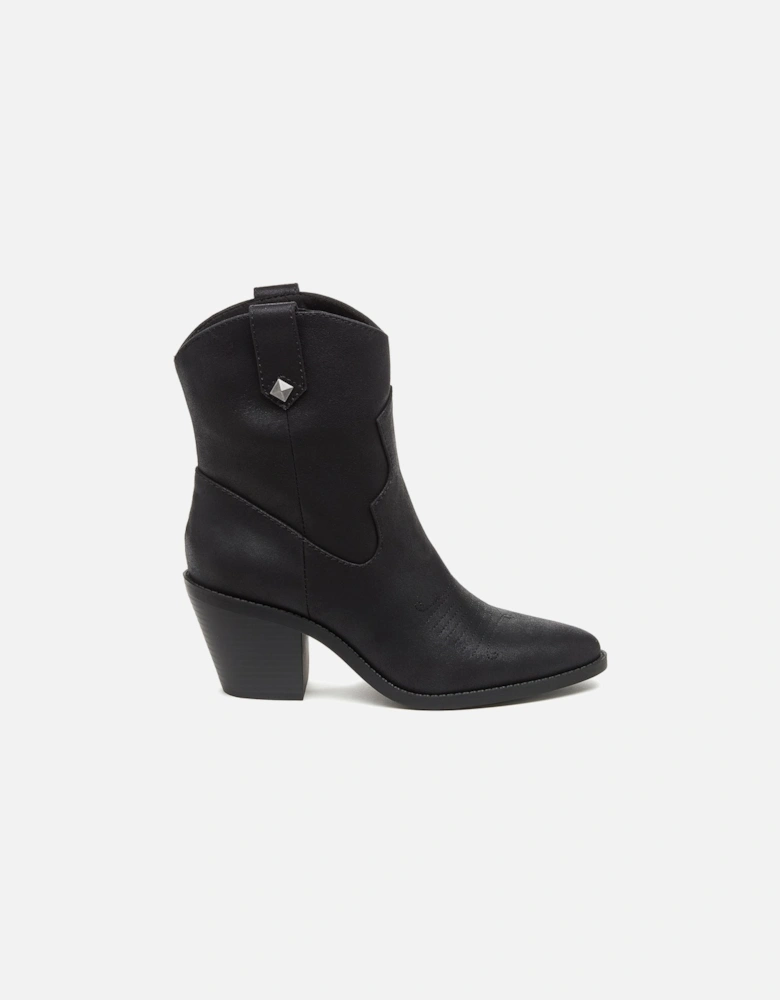 Feather Polyurethane Women's Black Heeled Ankle Boots