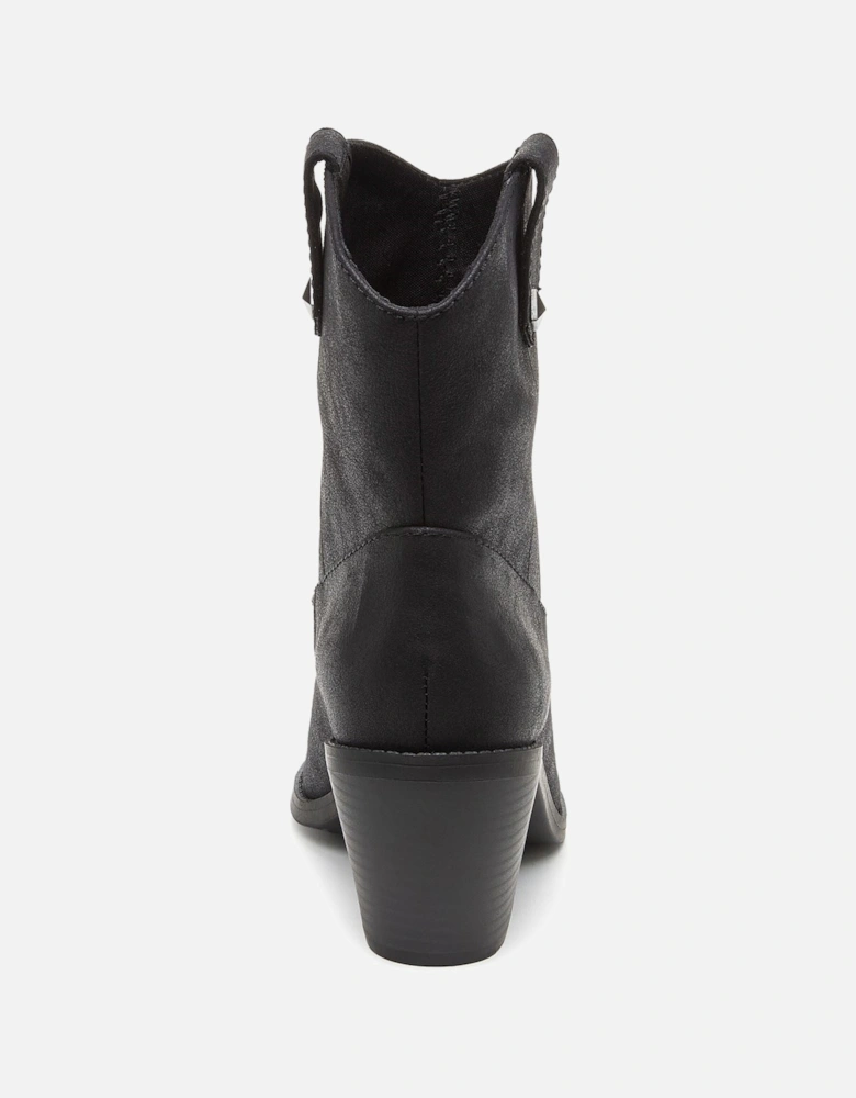 Feather Polyurethane Women's Black Heeled Ankle Boots