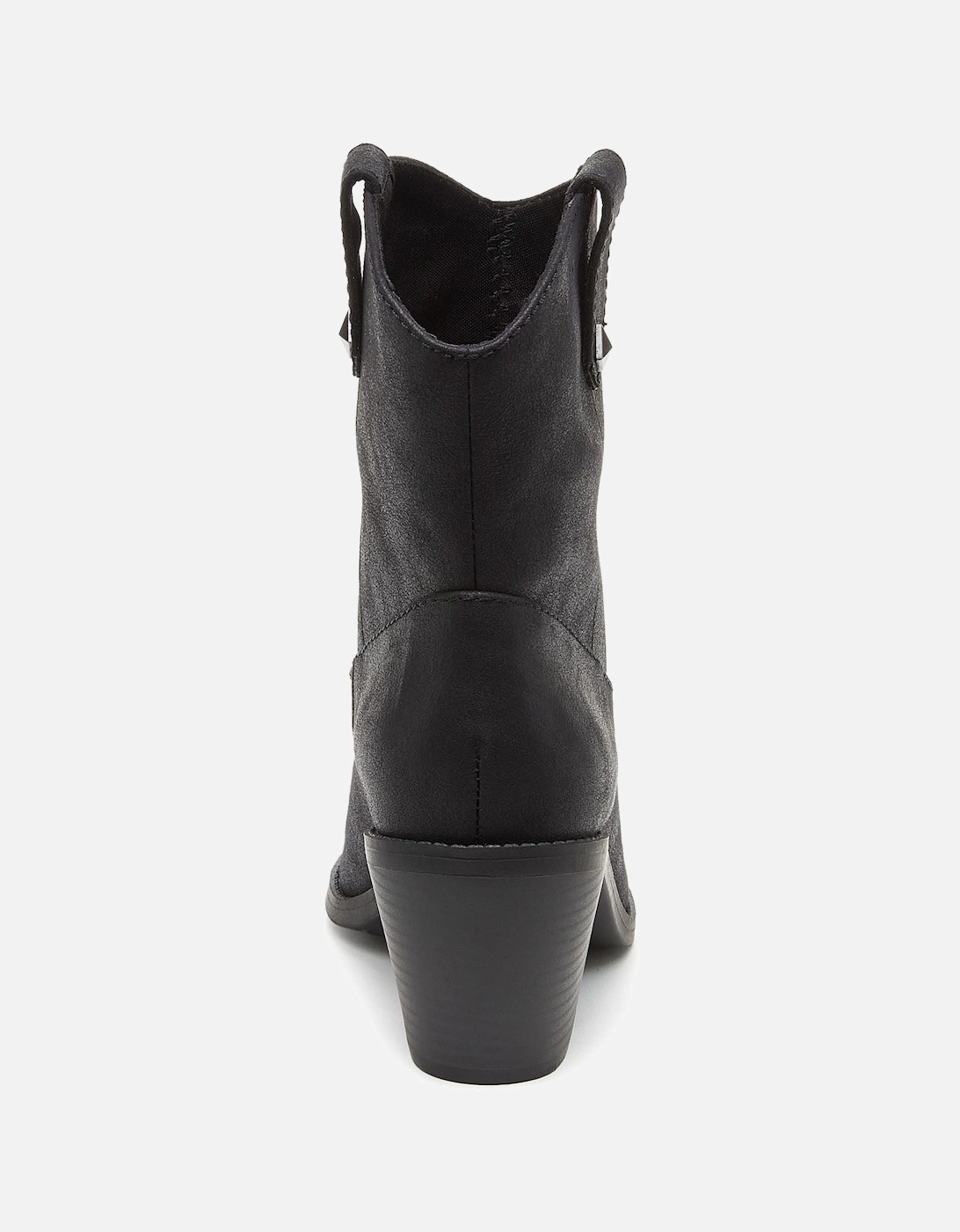 Feather Polyurethane Women's Black Heeled Ankle Boots