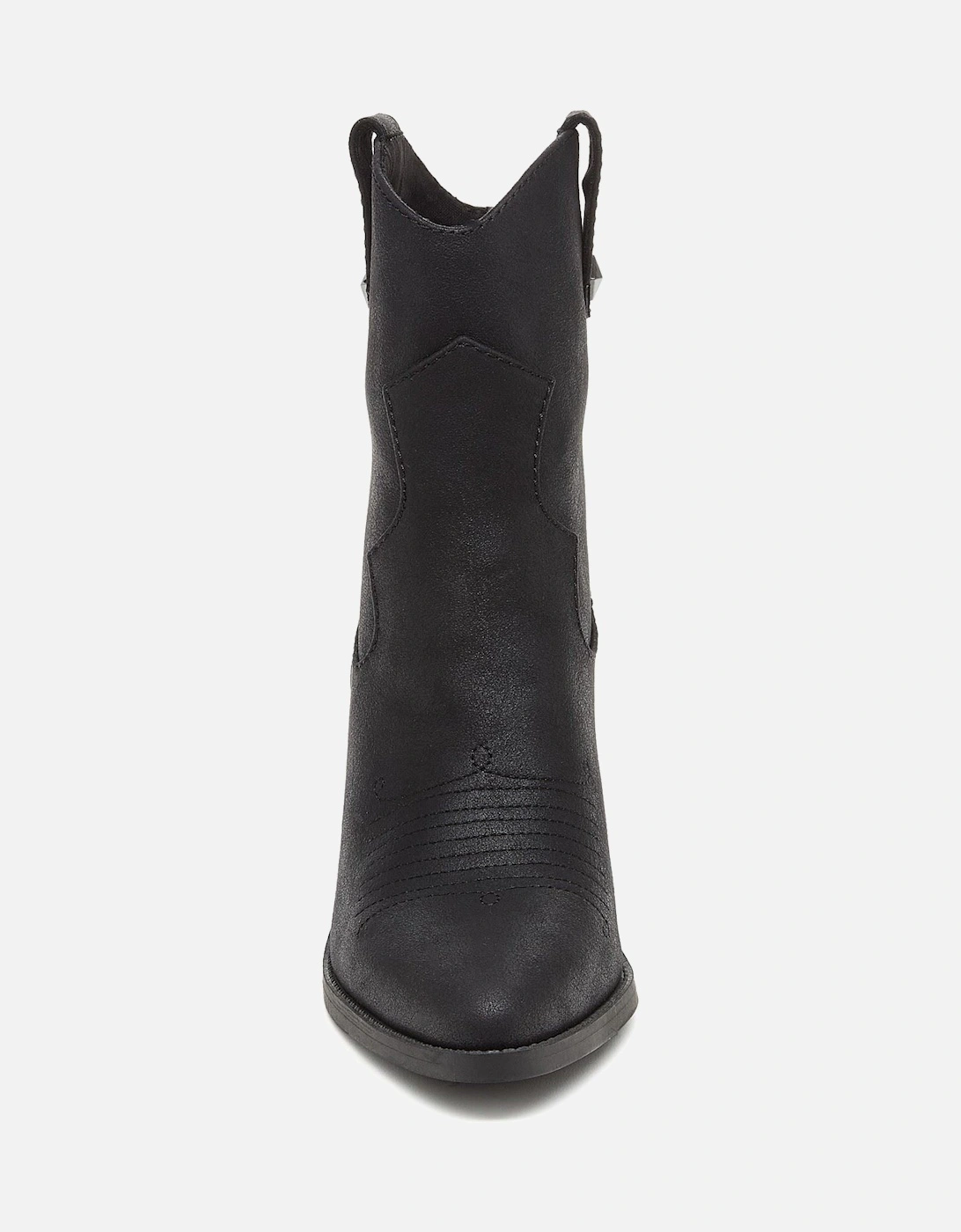 Feather Polyurethane Women's Black Heeled Ankle Boots