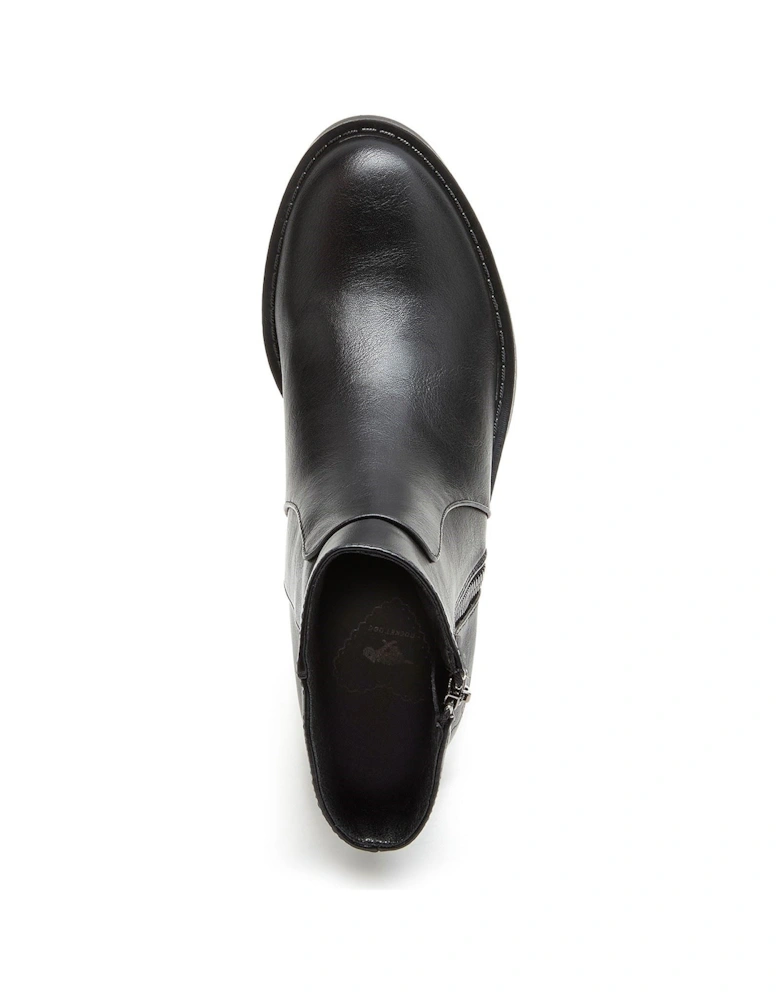 Yonder Polyurethane Women's Black Heeled Ankle Boots