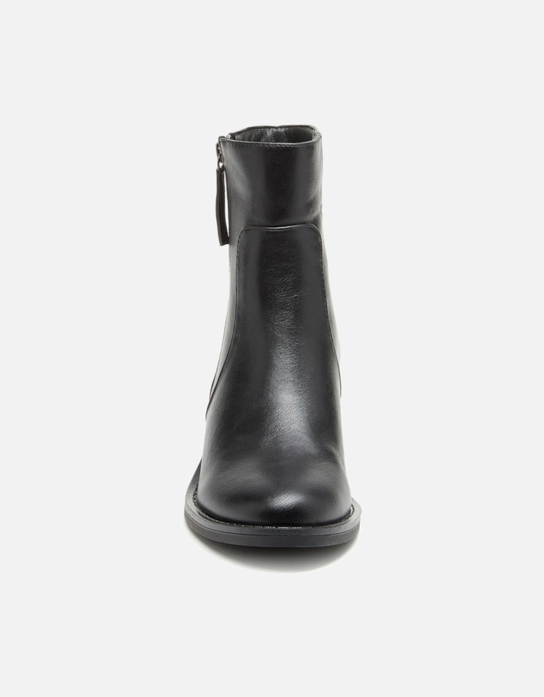 Yonder Polyurethane Women's Black Heeled Ankle Boots