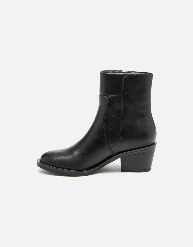 Yonder Polyurethane Women's Black Heeled Ankle Boots