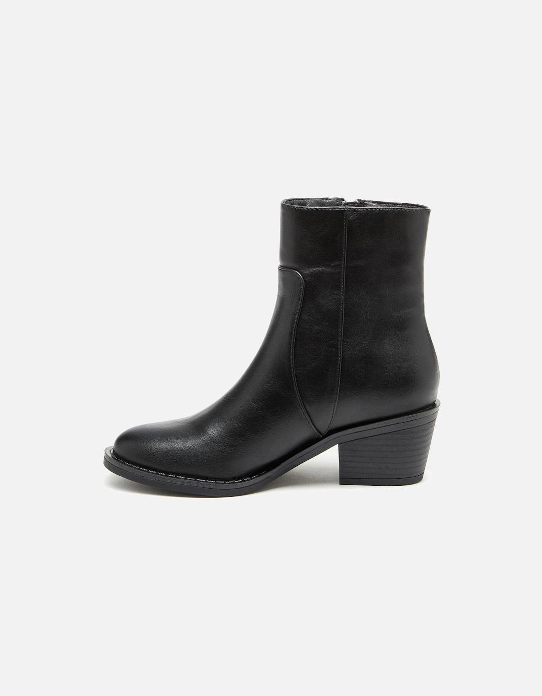 Yonder Polyurethane Women's Black Heeled Ankle Boots