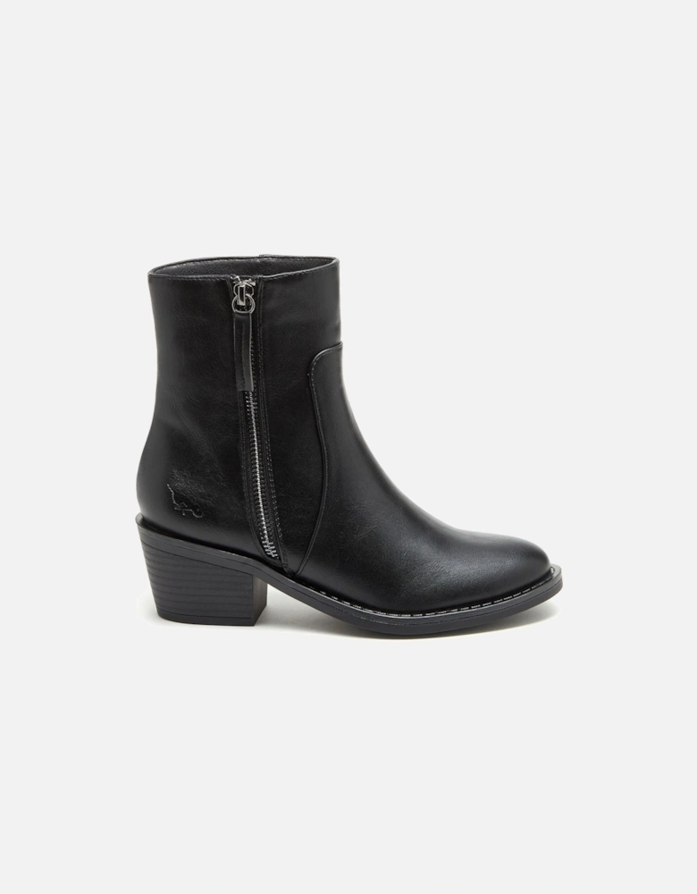 Yonder Polyurethane Women's Black Heeled Ankle Boots