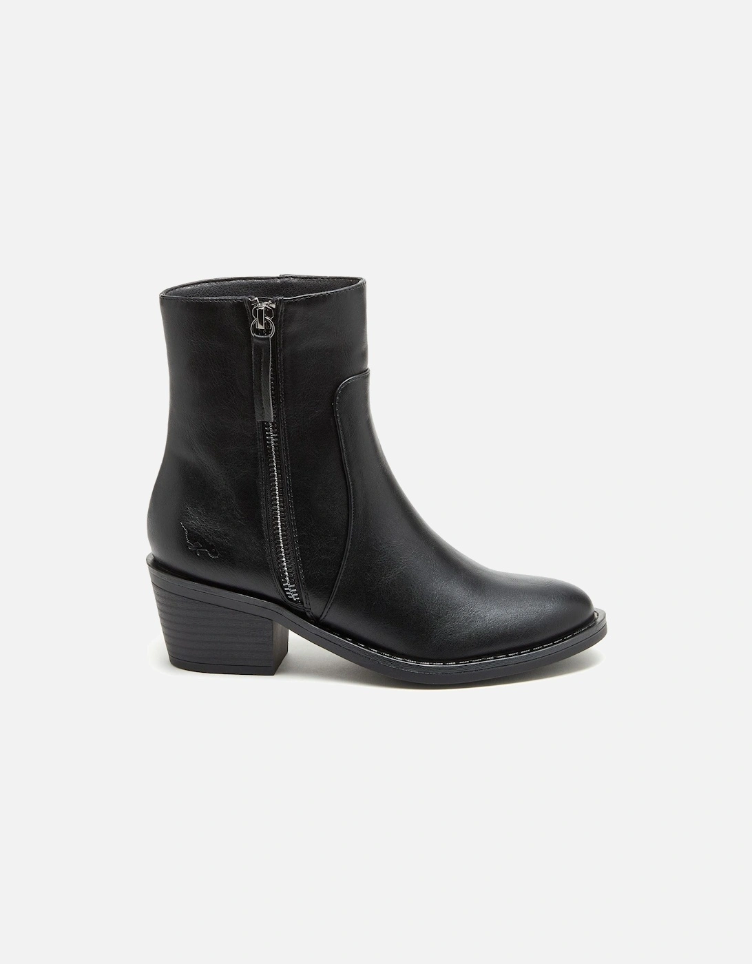 Yonder Polyurethane Women's Black Heeled Ankle Boots