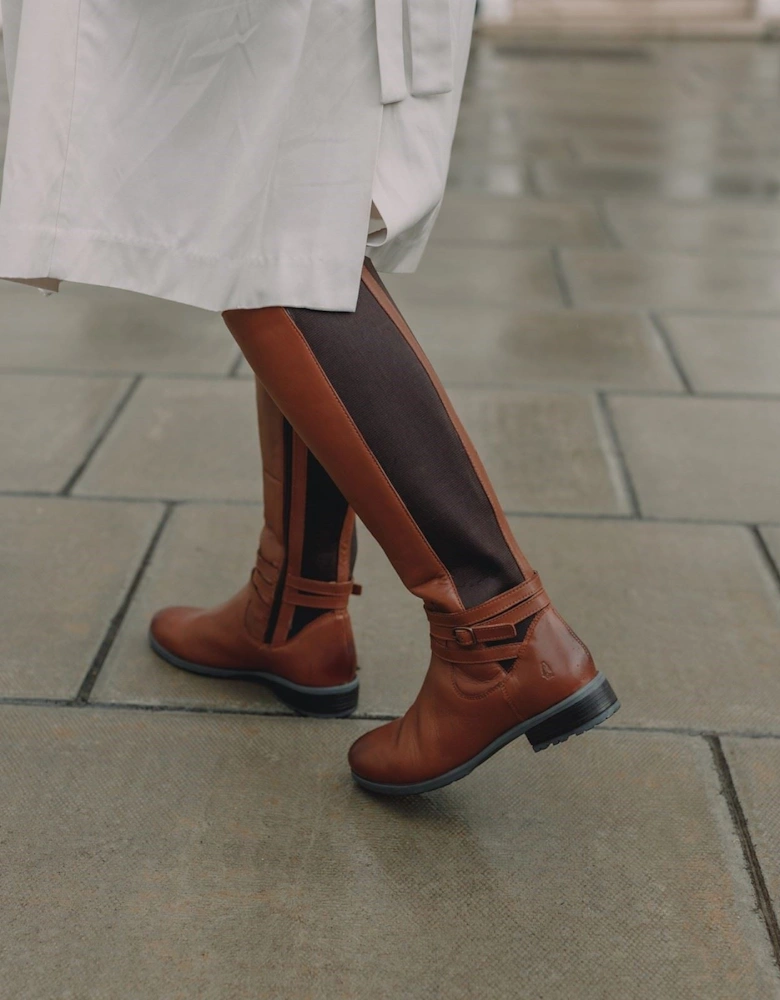 Vanessa Leather Women's Tan Heeled Knee High Boots