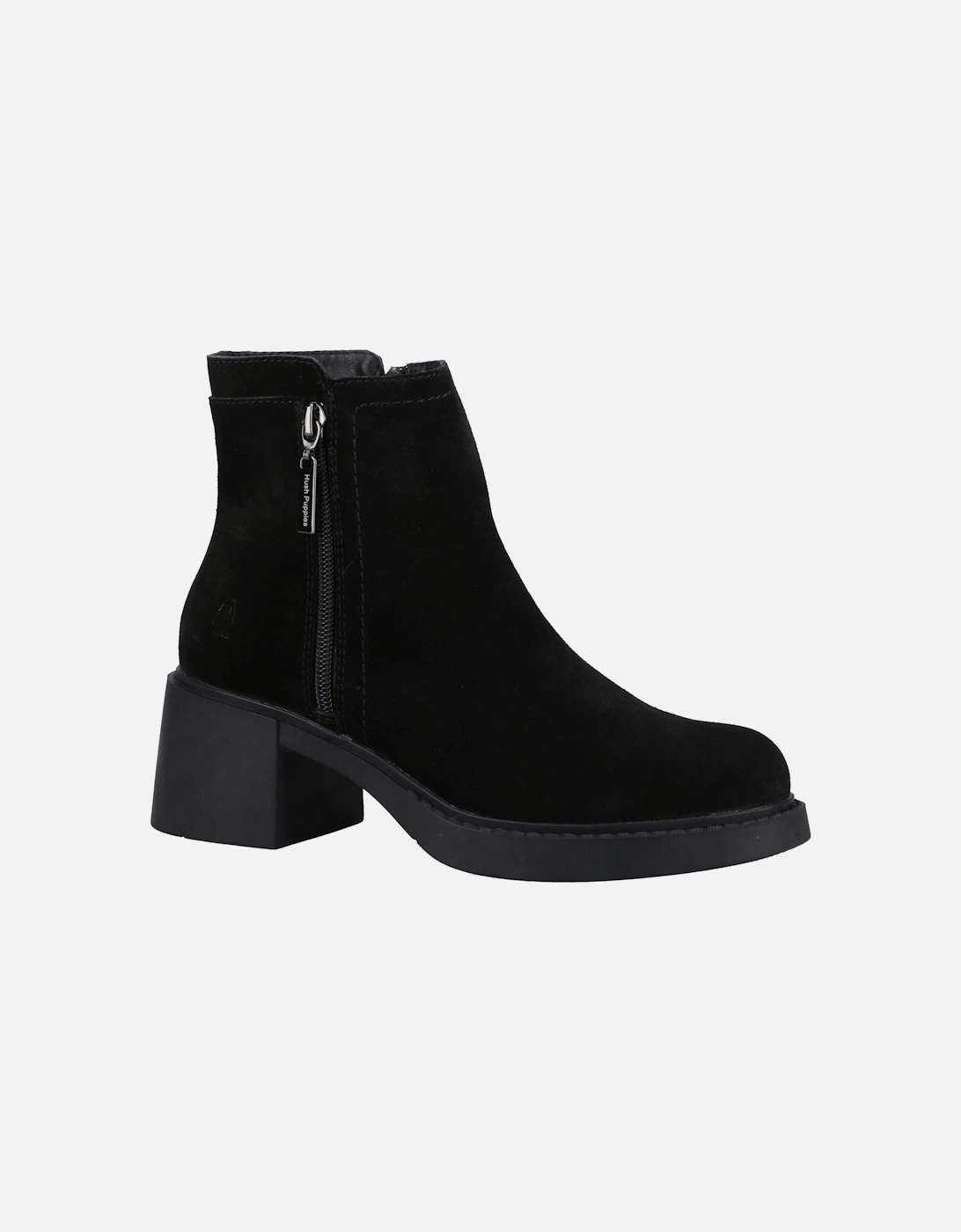 Adele Suede Women's Black Heeled Ankle Boots, 6 of 5