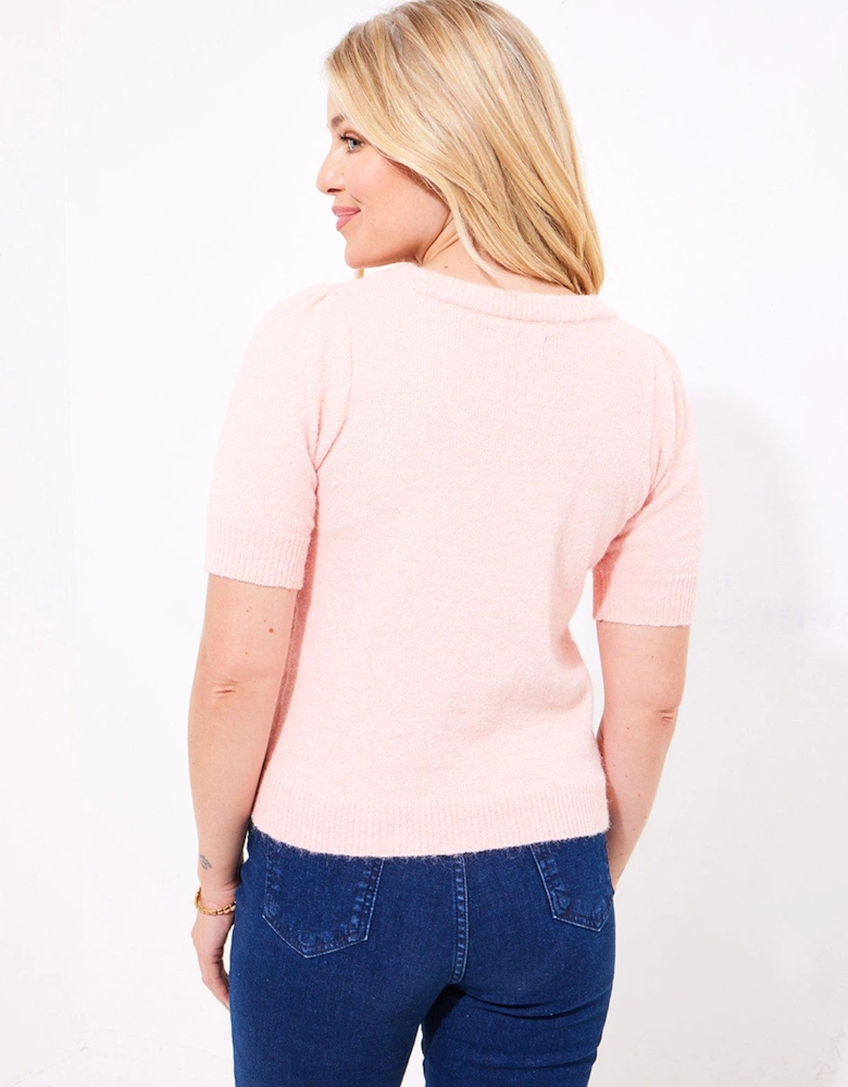 Effortlessly Elegant Short Sleeved Cardigan - Blush