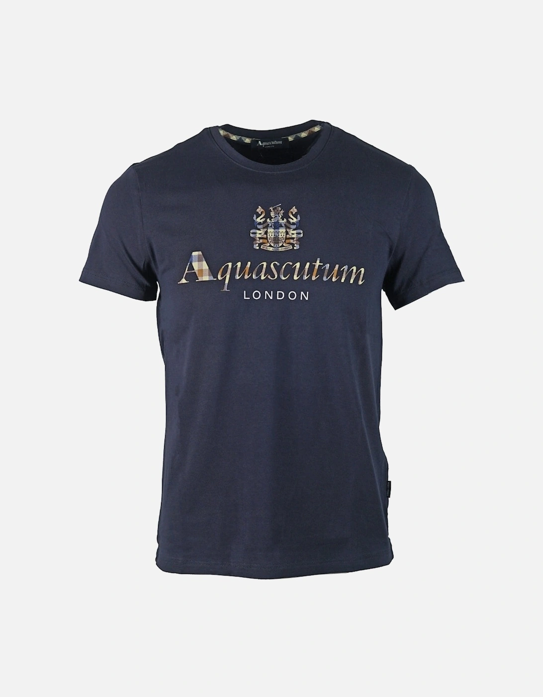 Signature Check Logo Navy T-Shirt, 2 of 1