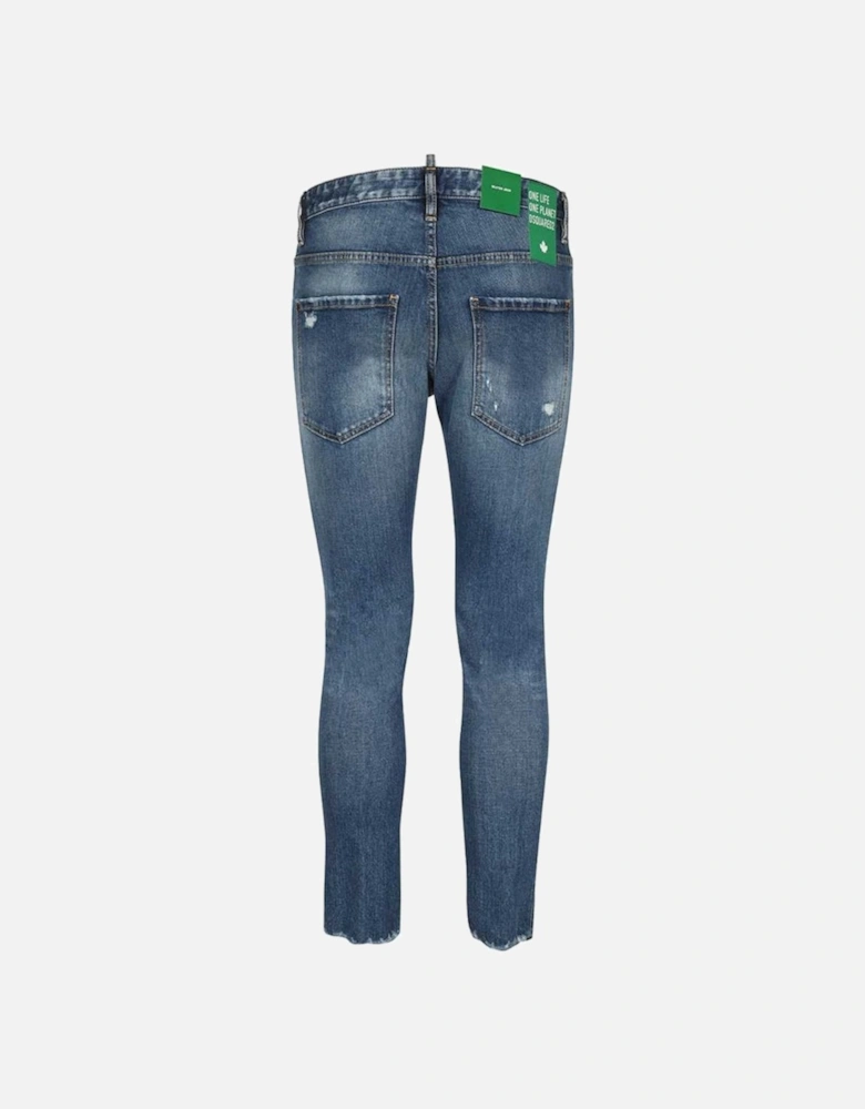 Skater Jean Green Badge Blue Denim Pants