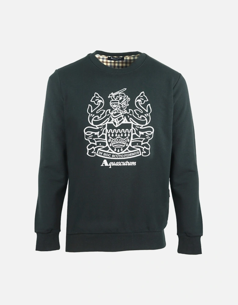 Large Crest Crew Neck Black Sweatshirt