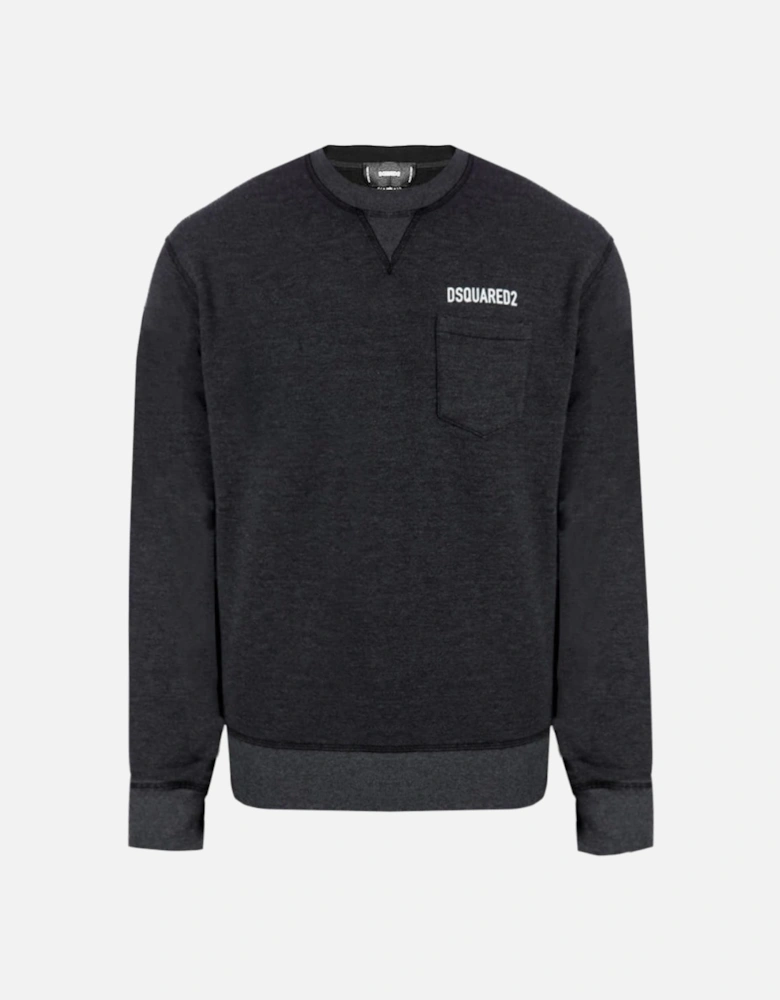 Pocket Logo Faded Black Sweatshirt