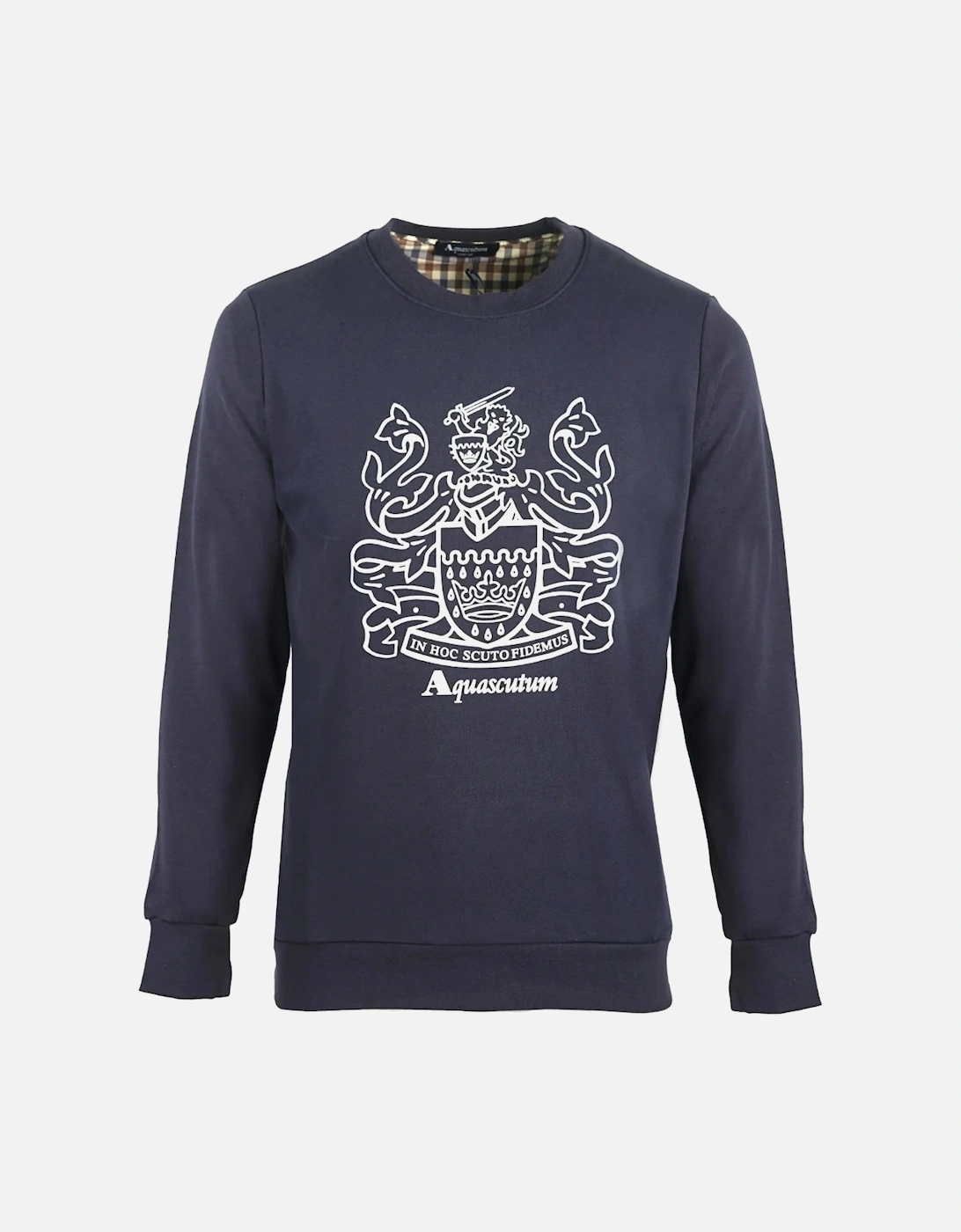 Large Crest Crew Neck Navy Blue Sweatshirt, 5 of 4