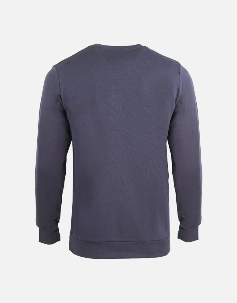 Large Crest Crew Neck Navy Blue Sweatshirt
