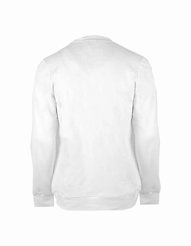 Large Crest Crew Neck White Sweatshirt