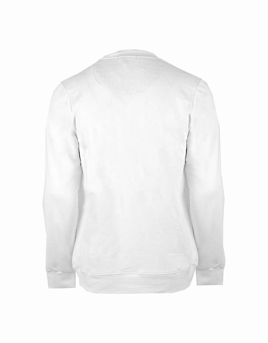Large Crest Crew Neck White Sweatshirt