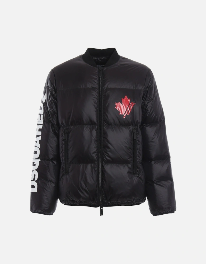 Logo Down Arm Black Down Jacket