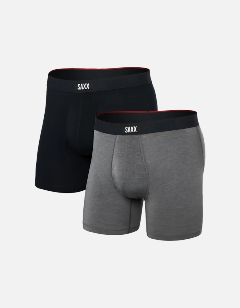 2-Pack Vibe Xtra Super Soft Boxer Briefs, Black/Grey