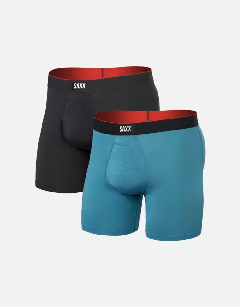 2-Pack Multi-Sport Mesh Boxer Briefs, Hydro Blue/Faded Black