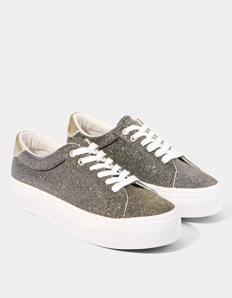 Shimmer Two-tone Platform Pumps - Silver/gold