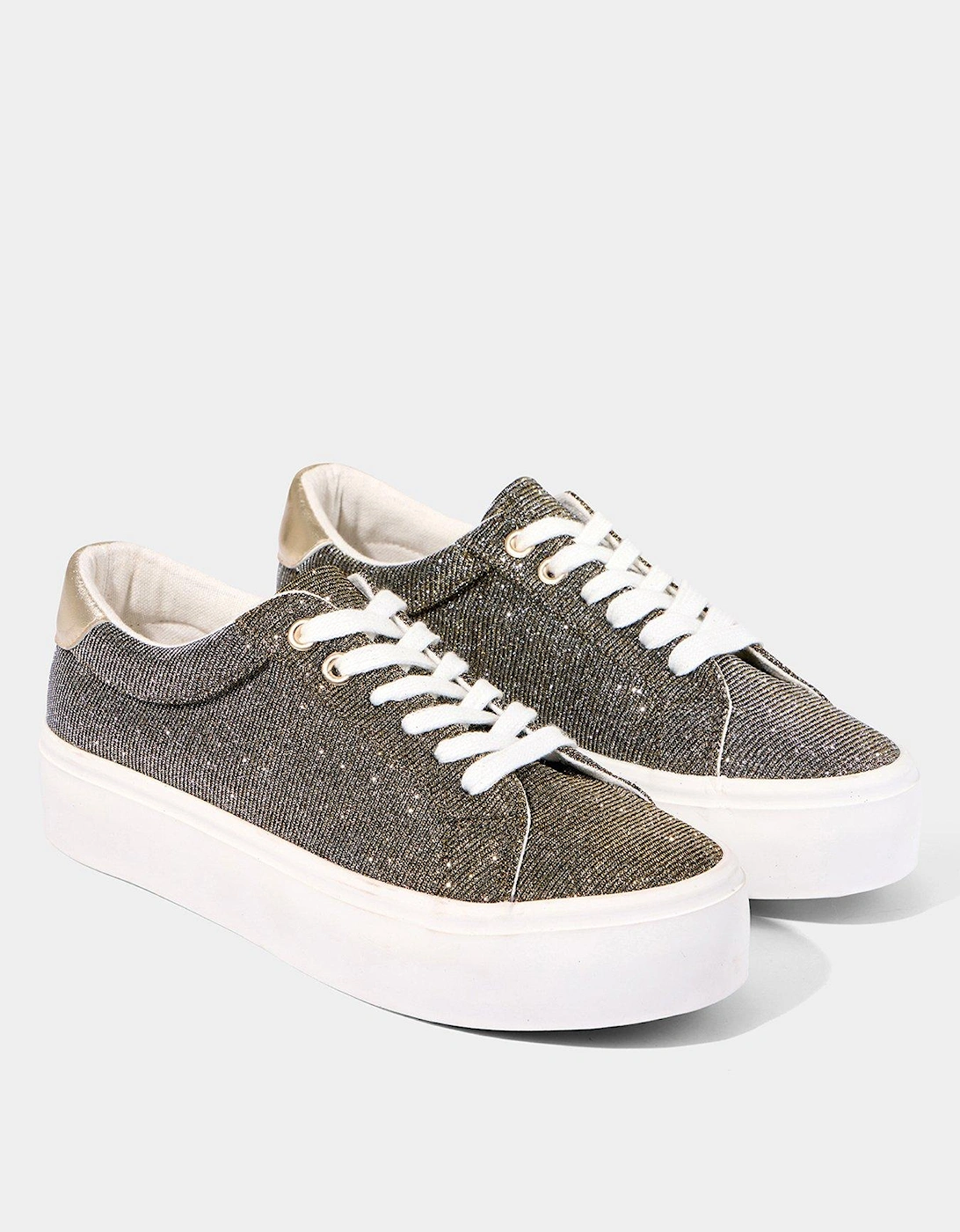 Shimmer Two-tone Platform Pumps - Silver/gold