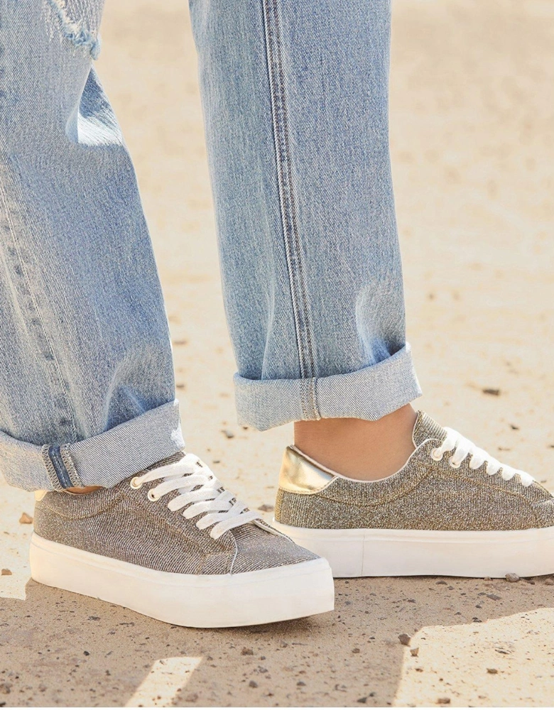 Shimmer Two-tone Platform Pumps - Silver/gold