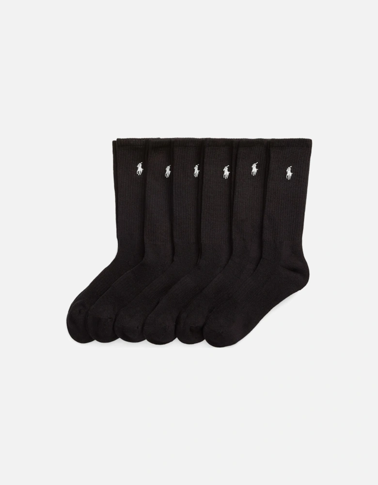 Ralph Lauren Cotton-Blend Crew Sock 6-Pack - Black