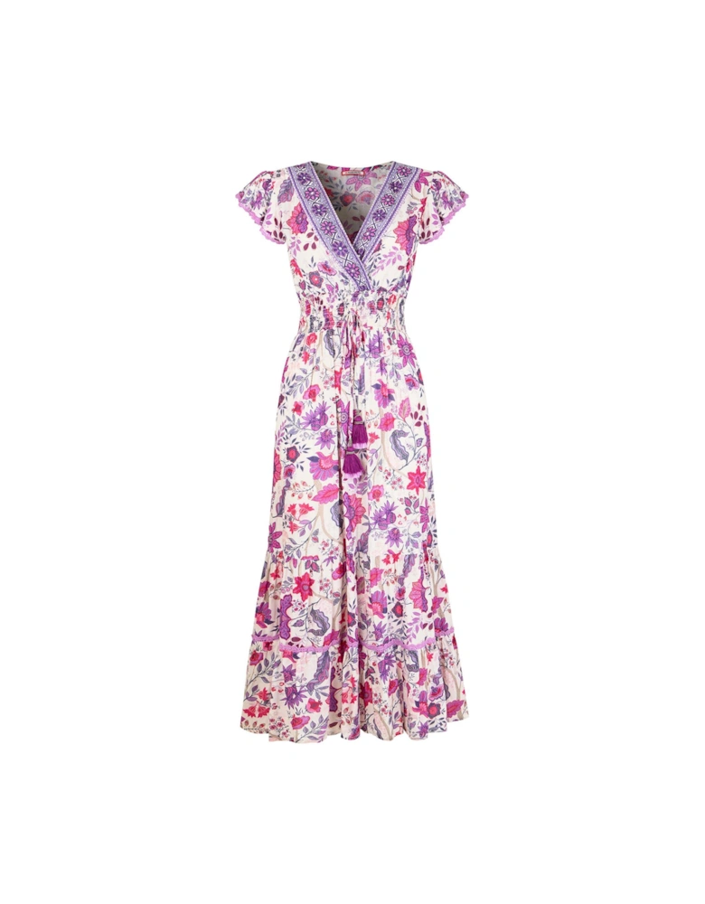 Polly Beaded and Printed Dress - Purple